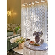French Retro Cream Color Heavy Industry Hollow Embroidery Beige Lace-Up Half Curtain Palace Style Sm