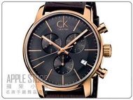 【蘋果小舖】 CK Calvin Klein 簡約時尚三眼計時皮帶錶-玫瑰金 # K2G276G3