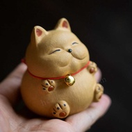 Zisha Tea Pet Cat Small Ornaments Creative Handmade Tea Ceremony Lucky Cat Tea Set Accessories Bell 