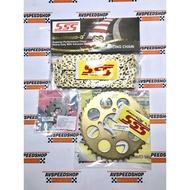 GEAR SET SSS 415 SATRIA FU 150 OLD TITANIUM GOLD & CHAIN SSS HSBT 415-130L GOLD