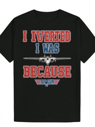 Men'S Fighter Jet Graphic T-Shirt - "I Inverted I Was Because" Design with Fighter Jet Illustration