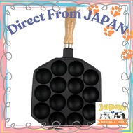 【Direct From Japan】
Ikenaga Iron Works 14-Hole Takoyaki Plate with Wooden Handle - Compatible with I