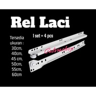 PUTIH White wheel drawer rail rail 30cm 40cm 45cm