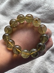 黃隕 隕石 藍煙 黑金 利比亞黃金隕 天然玻璃 17 mm 水晶手鏈 手串 手鍊 巨大珠