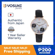 FOSSIL Quartz ES4535 Mother of pearl Flower Gold Black Leather Wrist Watch For Woman from YOSUKI JAPAN / ES4535 (  ES4535   ES4 ES45   )