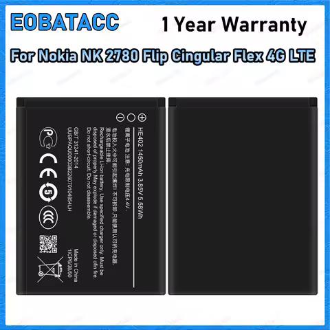 HE402 Battery for Nokia 2780 Flip 4G LTE Cingular Flex Replacement Large Capacity Rechargeable Batte