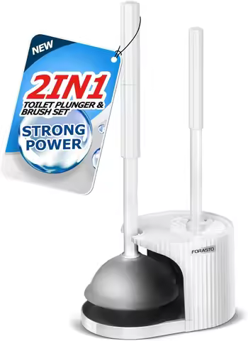 2 in 1 Toilet Brush and Plunger Set, Toilet Bowl Brush Plunger Set,Extended Handle Plunger,Bathroom 