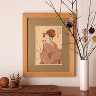 Wood Harie Poppen Girl 日本製造木製浮世繪室內藝術剪紙粘貼