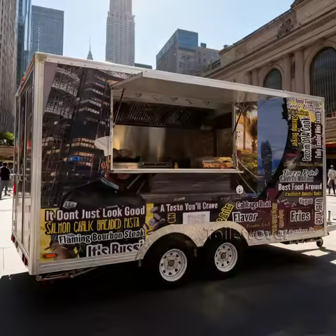 Street Custom Rotisserie Chicken Food Truck Hot Dog Roasted Chicken Shawarma Bbq Food Trailer With P