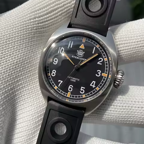 STEELDIVE Men Pilot Watch 36mm Sport Automatic Mechanical Wristwatch Diver 20ATM Waterproof BGW-9/C3