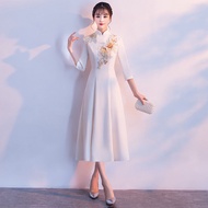 Elegant Chinese Style Cheongsam Dress Womens Long-Qù Dress for Chorus Performance New Years Celebrat