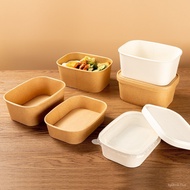 Wholesale Kraft Paper Lunch Box Thickened Rectangular Disposable Paper Bowl Lunch Box Picnic Box Takeaway Food Grade Pac