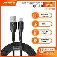Veger Data Cable VP-15 Micro / VP-16 Type-C QC3.0 Fast Charging 1M Original Veger