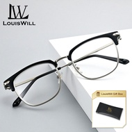LouisWill Glasses Vintage Style Half-rim Glasses Fashion Semi Frame Clear Lens Glasses Blue Light Bl