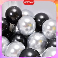 Set of 10 Black Silver White Balloons Size 10 Inch equivalent to 25cm Birthday, Party, Party Decorat