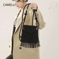 CAMELLI Shoulder Bag, Fashion Fringe Women Tote Bag, Buckskin Velvet Durable Packet Crossbody Grocer
