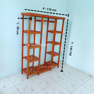 Rak Gantungan Baju Kayu Triangle Stand Hanger Lemari Baju Aesthetic Rak Pakaian Susun rak display