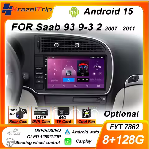 FYT 7862s 8 Core CarPlay Car Radio for Saab 93 9-3 22007 - 2011 QLED Android Auto Autoradio GPS 4G D