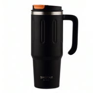 900ml/30.74OZ Stainless Steel Car Thermos Tumbler, Car Cup Handle Coffee Cup, Vacuum Insulated Water