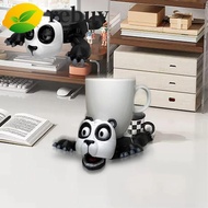 REBUY 3D Printed Coaster, Funny Expression Insulation Panda Cup Pad, Creative Ornament Anti-scald Pl