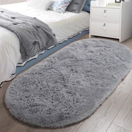 LOCHAS Bedroom Rug 2.6' x 5.3', Gray Fluffy Shaggy Area Rug for Bedroom Bedside, Soft Oval Throw Rug