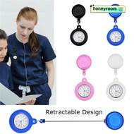 HONEYROOM Retractable Nurse Watch Silicone Quartz Clock Clip-on Fob Watch