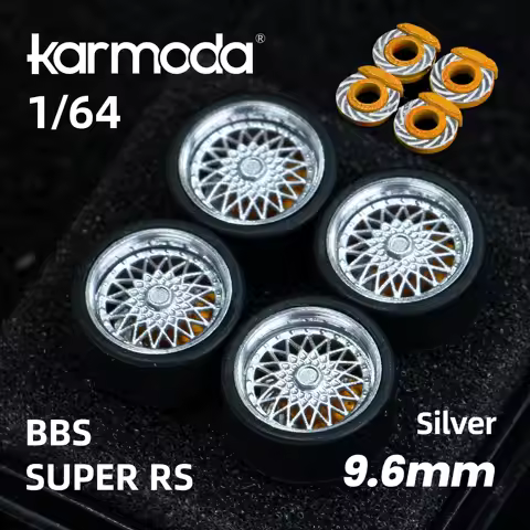 1/64 Karmoda Wheels with Rubber Tires Model Car Modified Parts BBS RS JDM VIP For Tomica MiniGT（with