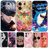 Case For POCO M6 PRO 4G Silicon Phone Back Cover black tpu case flower cute beauty cat shark dog