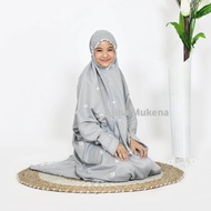 Mukena Terusan Anak Remaja Tanggung Bordir Bunga Daisy Mukenah Lajuran Santri Terbaru by Alinamukena