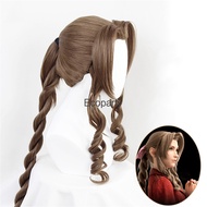 Anime Wigs Final Fantasy Cosplay FF7 Aerith Gainsborough Wig Heat Resistant Synthetic Hair Brown Cos