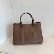 Hermes愛馬仕 Garden Party36 全皮大象灰銀扣手提包