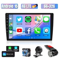 【6GB RAM+32GB ROM Dashcam+AHD Cam】9/10inch Double 2DIN Android 15 Car Radio Multimedia Video Player 