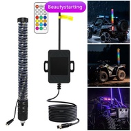 Beautylife| 30cm/1ft Remote Control Colorful LED Whip Lights Flagpole Antenna Whips APP RGB for UTV 