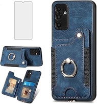 Asuwish Phone Case for Samsung Galaxy A04S Wallet Cover with Tempered Glass Screen Protector and Wri