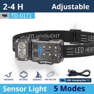 SmilingShark TD0171 ไฟฉายคาดหัว led ไฟฉาย ไฟหน้ามินิ ไฟฉายพวงกุญแจ COB ด้วยแม่เหล็ก Type-C ชาร์จใหม่