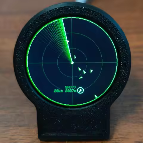 USB-C Deskradar, Live ADS-B Flight Tracker Gadget with Sonar Grid Screen With 3D Printed Case Aviati