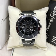 JAM TANGAN PRIA ALEXANDRE CHRISTIE AC 6141 RUBBER FULL BLACK ORIGINAL