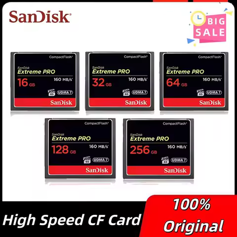 SanDisk Extreme PRO 256GB 128GB 64GB 32GB CompactFlash Memory Card High Speed CF Card UDMA 7 Speed 1