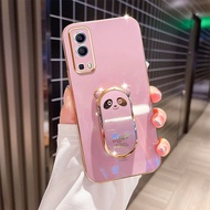 Precise Camera Phone Case for Vivo Y72 5G Y52 5G with Luxury Plating Ice Shield Panda Mobile Phone H