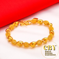 Emas Bangkok Emas Korea 24K Bracelet Ring Gold Plated Rantai Gelang Tangan &amp; Cincin Emas Sadur Perempuan emas 916 K