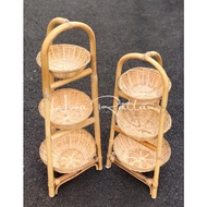Rak bawang bakul bawang rotan 3 layers 4 tingkat rattan onion rack / Organiser kitchen storage rack 