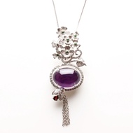 【雅紅珠寶】松風水月天然紫水晶項鍊-925銀飾