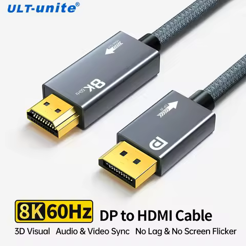 DP 1.4 to HDMI-Compatib Cable 8K60Hz Audio Video Cord Dynamic HDR 4K144Hz eARC Displayport to HDMI C