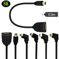 90-Degree Mini DisplayPort to DisplayPort 1.4 Extension Cable, Mini DP Male to DP Female, Supports 8