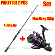 【#Beli 1 Dapat 6#】COD Pancing 1 Set Lengkap Kuat/Joran Pancing Kuat 50kg/Joran Pancing 1 Set Reel Be