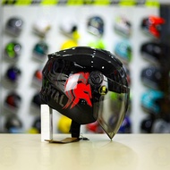 Royal XH01 Compact 3/4 Helmet with RR Stamp Glossy Black and Red