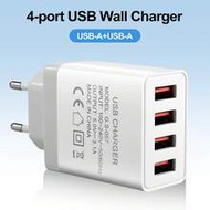 4-Port 5V 3.1A EU Plug USB Charger Adapter, Fast Charging Adapter Compatible With IPhone, OnePlus An