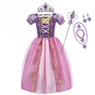 Disney | Disney Rapunzel Princess Dress for Kids Girl Purple Puff Sleeve Cosplay Tangled Costume Ves