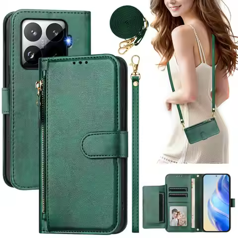 For Xiaomi 15T 17T Pro 5G Crossbody Zipper Leather Wallet Case For Xiaomi 15 17 Ultra Luxury Cover M