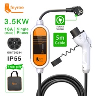Feyree เครื่องชาร์จ EV แบบพกพา Wallbox GB /T ปลั๊กตัวเชื่อมต่อ16A สายเฟสเดียวสถานีชาร์จ3.5KW สำหรับร